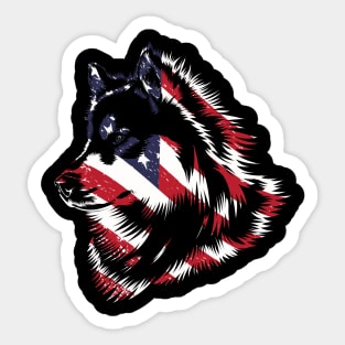 American Flag Siberian Husky- Present for Americano From america Sticker